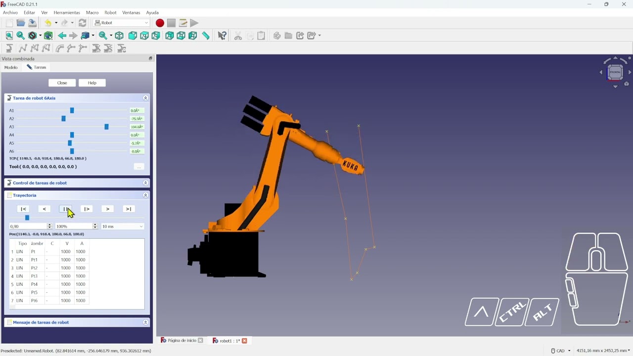 Primeros pasos en el espacio Robot de FreeCAD