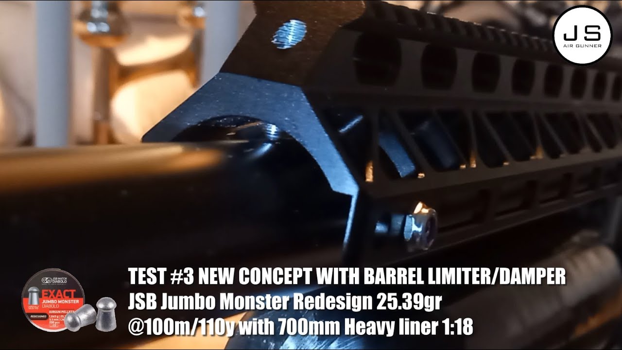 Test #3 New concept with barrel limiter/damper - JSB Jumbo Monster Redesign 25.39gr @ 100m/110y.