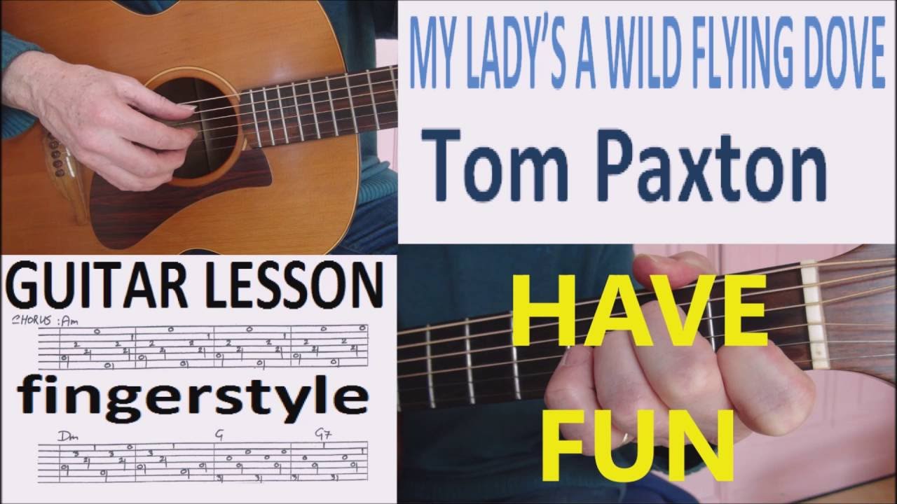 MY LADY 'S A WILD FLYING DOVE - TOM PAXTON fingerstyle GUITAR LESSON
