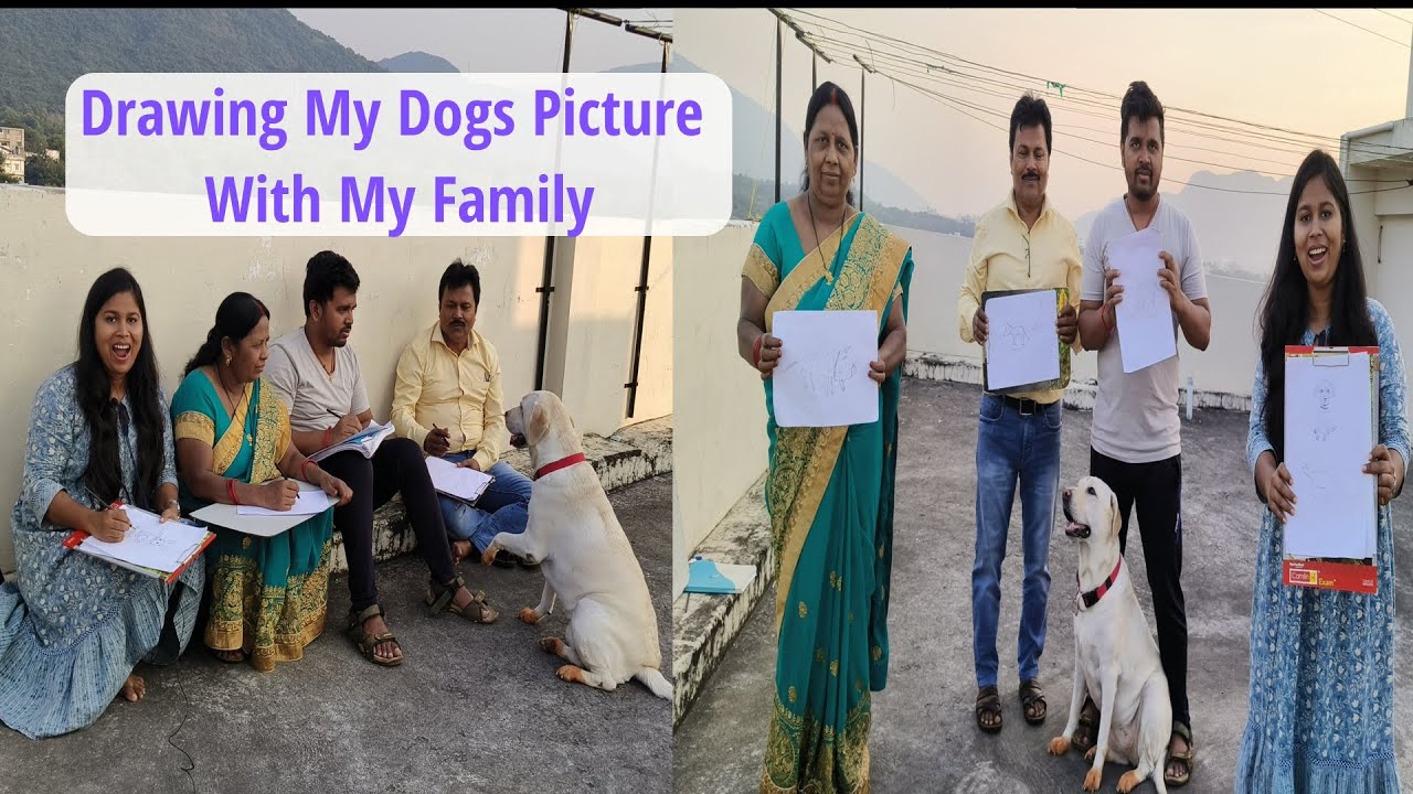 Drawing My Dogs🦮Picture with My Family😀