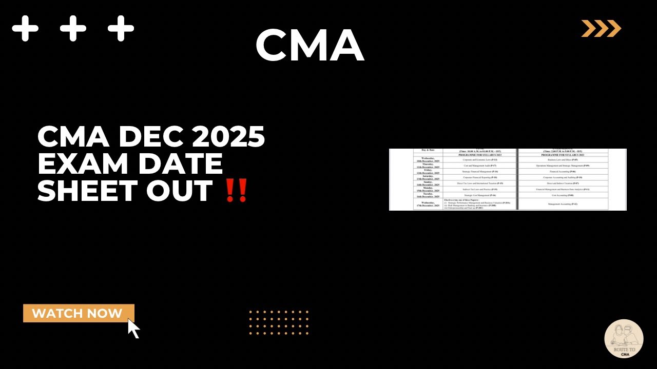 CMA Dec 2025 Exam Date Sheet OUT!‼️        Full Details | CMA INTER |CMA FINAL 