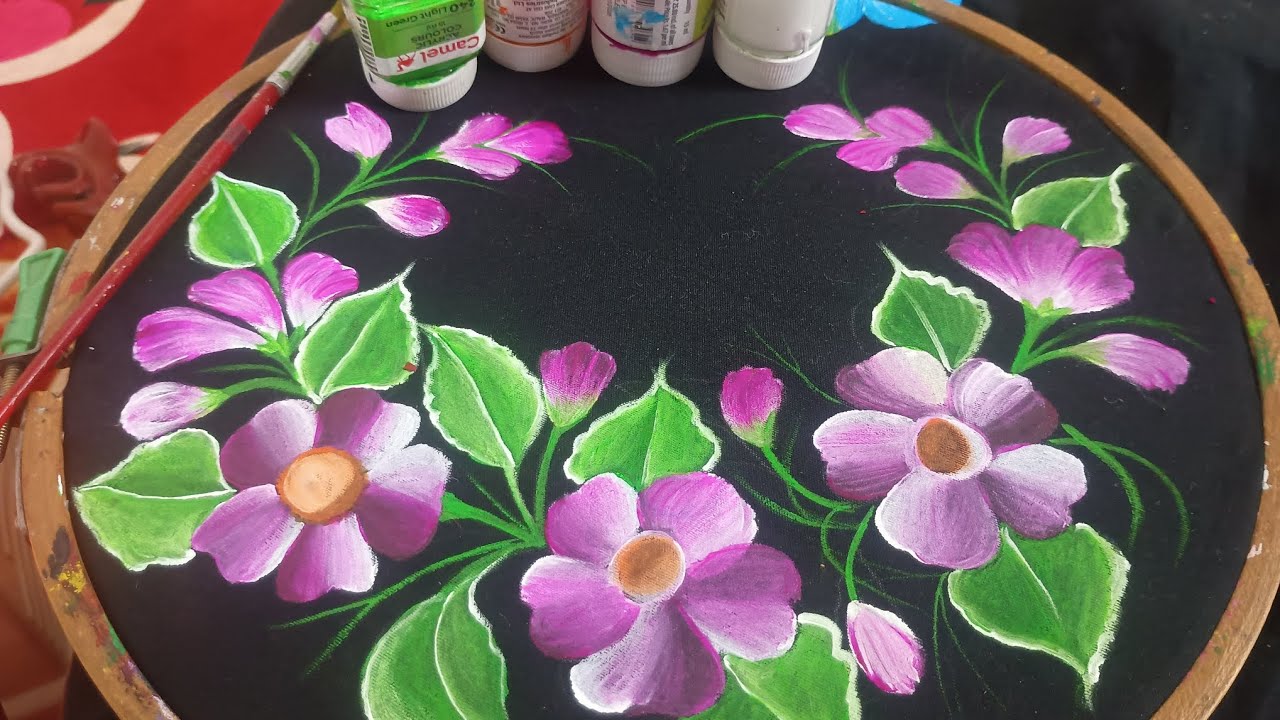 Beautiful flowers painting design #new easy and simple besic tutorial #fourbigners