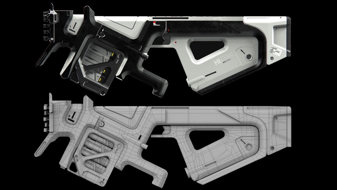 Cinema 4D HARD SURFACE TUTORIAL - Sci Fi Weapon - Part 1 ( no audio )