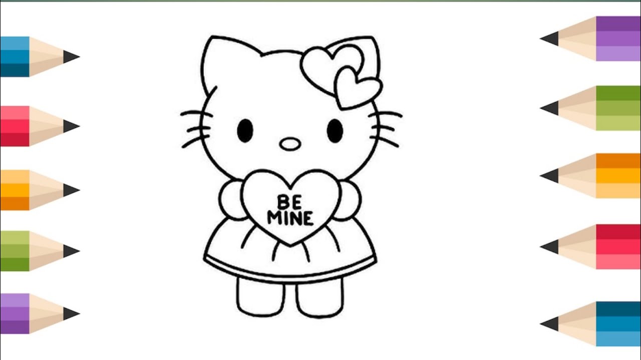 Cute Hello Kitty Drawing, Painting and Coloring For Kids and Toddlers_ Easy Drawing 🎨🎨🎨