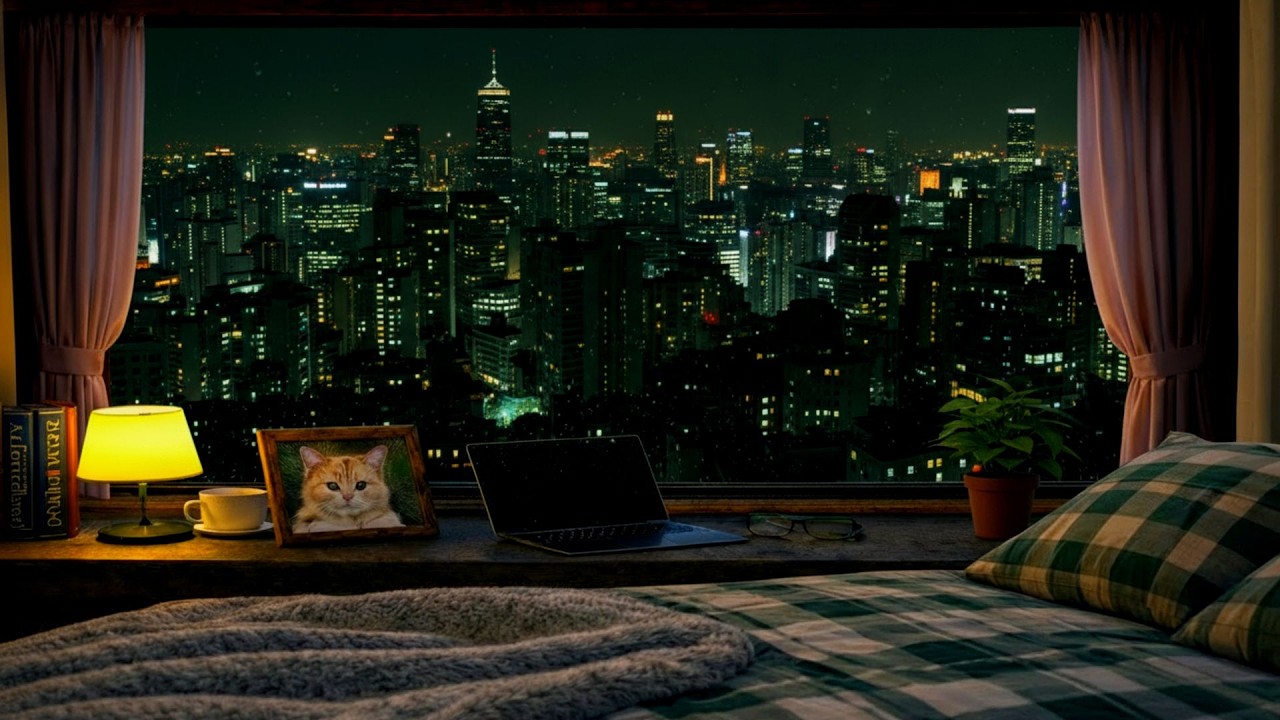 Relaxing Rain Sounds and City Night View | Sleep ASMR | 3 Hours