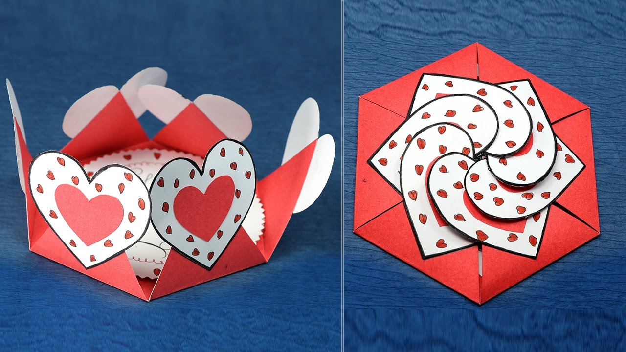 DIY Валентина карты - шестиугольник формы сердца сообщение карты