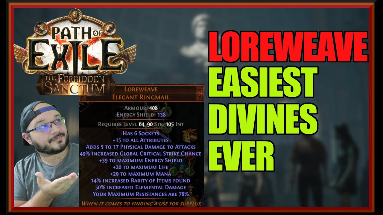[POE 3.20] LOREWEAVE! The Easiest Divines Of Your Life! Pick up unique rings and make divines!