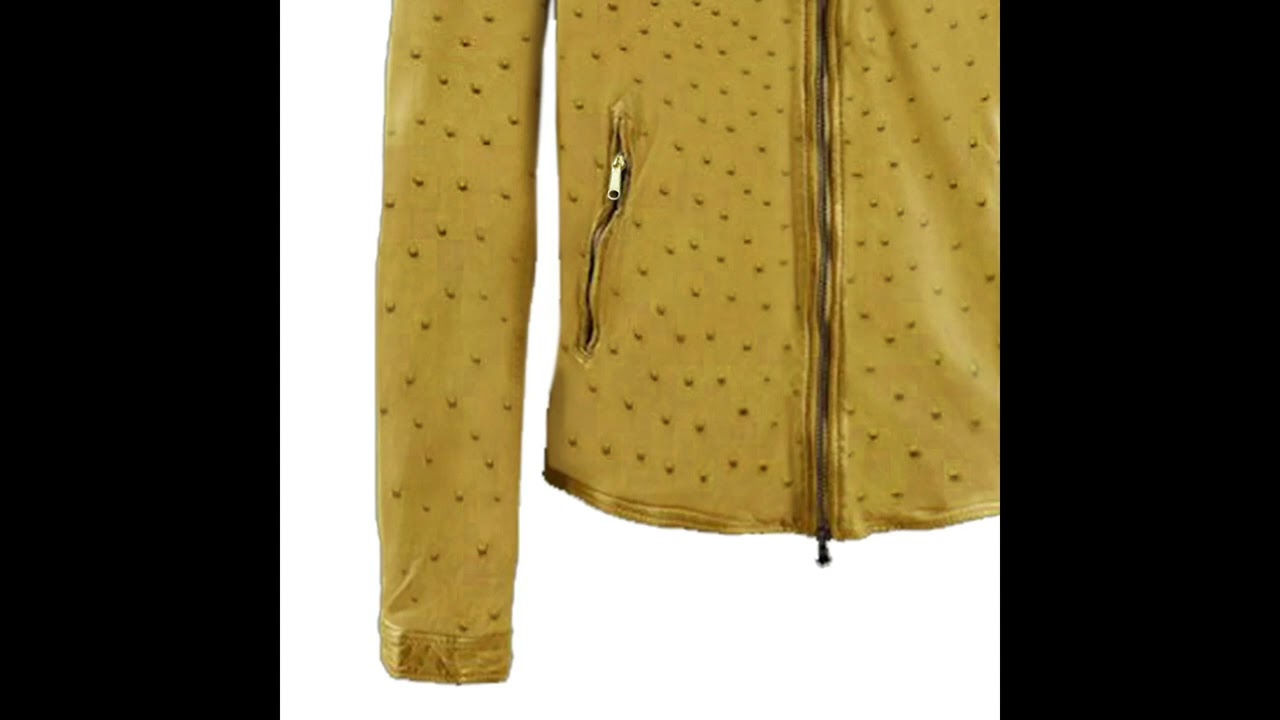 Jemison Leather Handmade Yellow Original Ostrich Leather Jacket