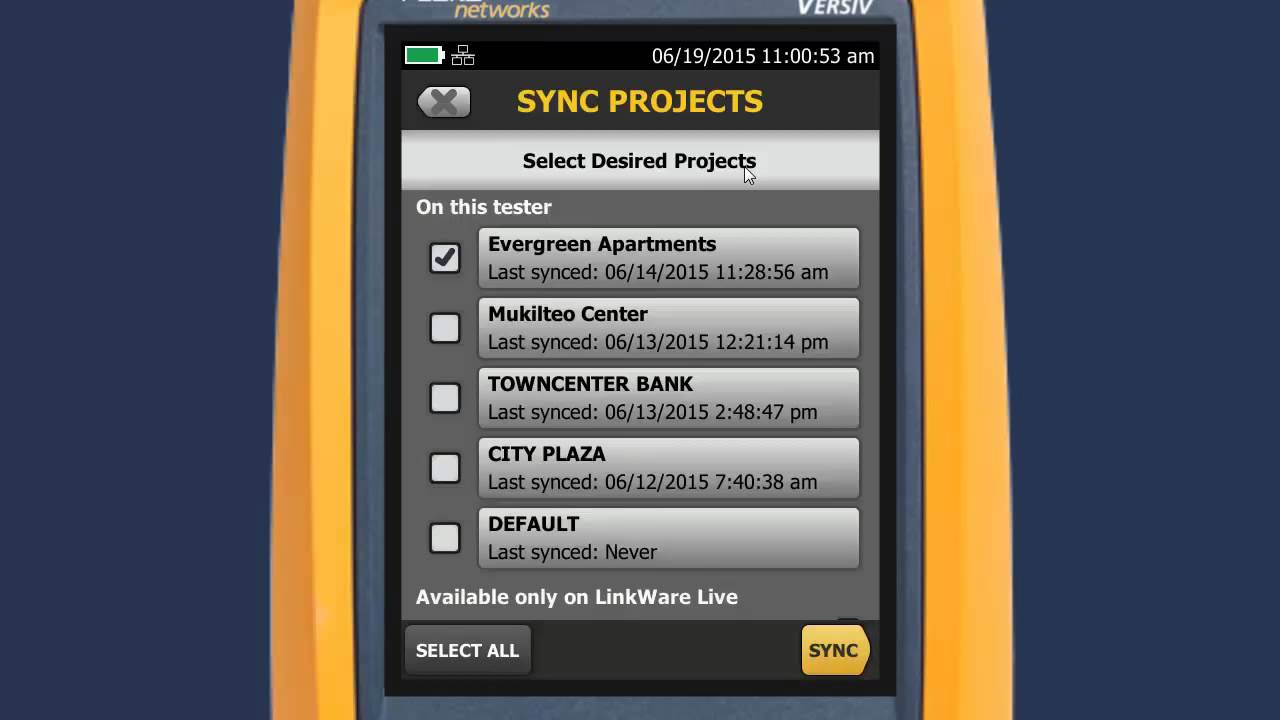 LinkWare™ Live - Downloading projects to Versiv: By Fluke Networks