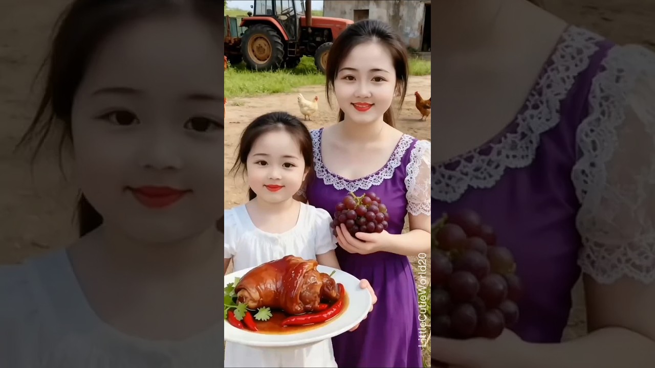 Beautiful Mom Teaches Cute Baby to Share Stewed Meat 🍲💖