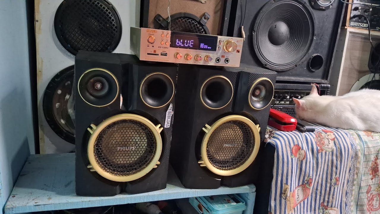 Amplificador HeyLi 1388C tocando nas caixas Philips 