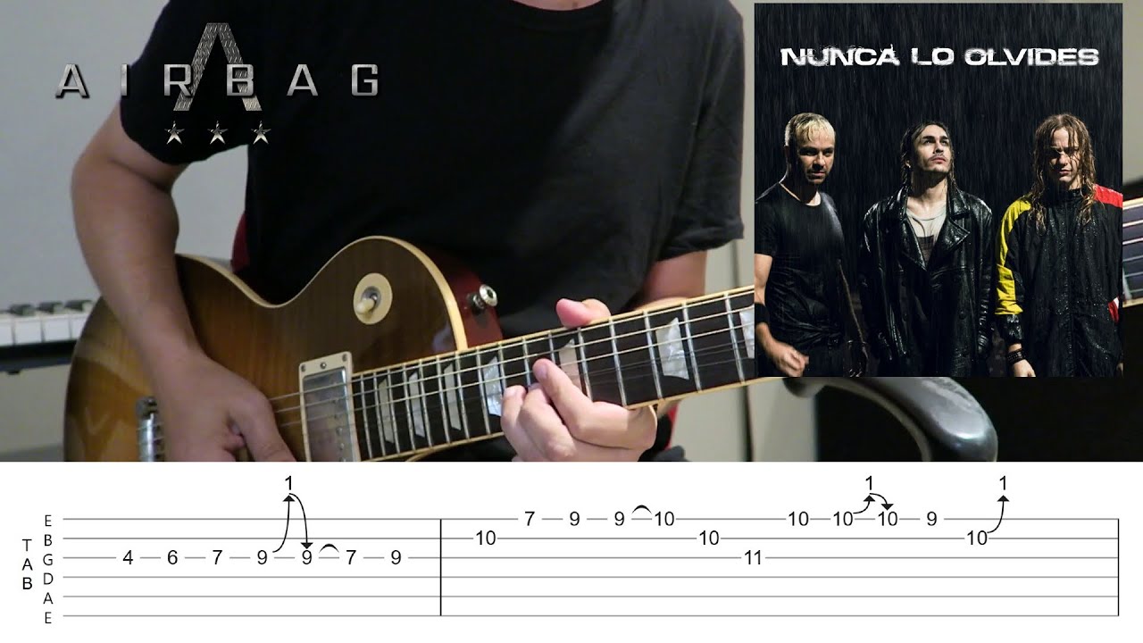 Nunca Lo Olvides (TAB + isolated guitar) - Airbag | Solo Cover DG