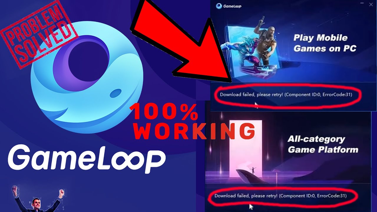 GAMELOOP PUBG EMULATOR  DOWNLOAD FAILED ERROR FIXED !! (COMPONENT ID : 0 ,ERROR CODE : 31)