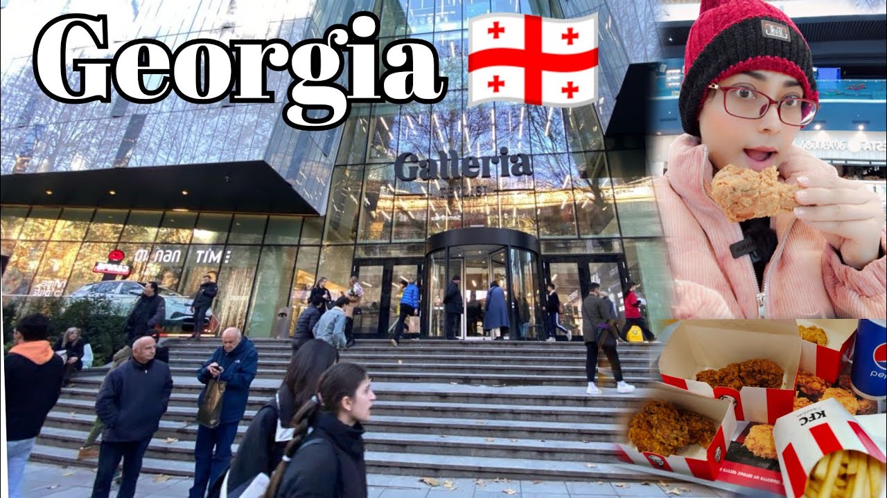 Eating KFC in Galleria Mall Tbilisi Georgia 🇬🇪 liberty square