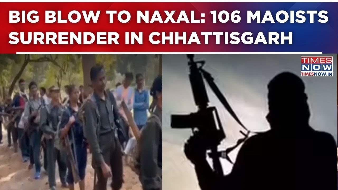 Major Blow To Naxals: 106 Maoists With ₹3.95 Cr Bounty Surrender In Chhattisgarh | Details Inside