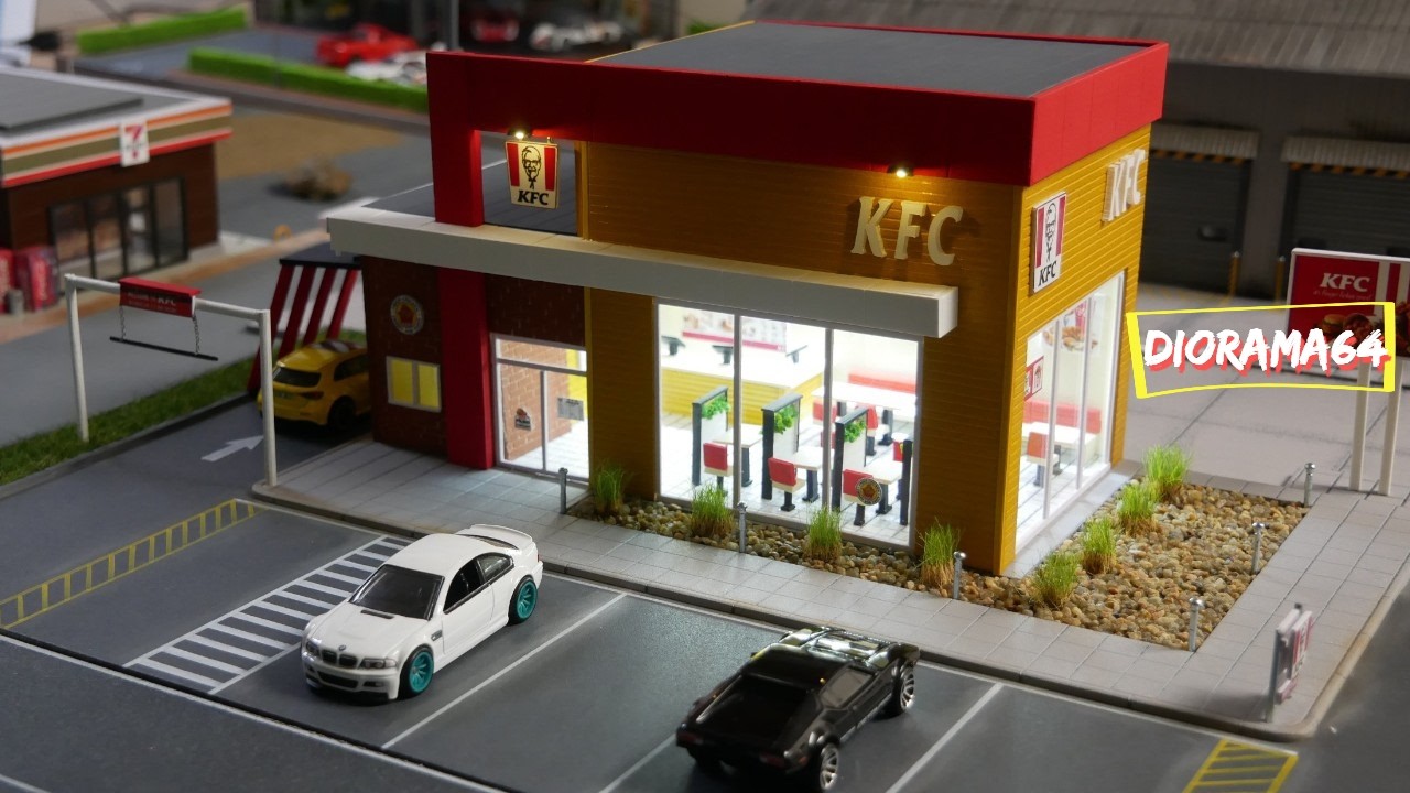 HOW TO MAKE  KFC RESTAURANT DRIVE THRU DIORAMA 1\64