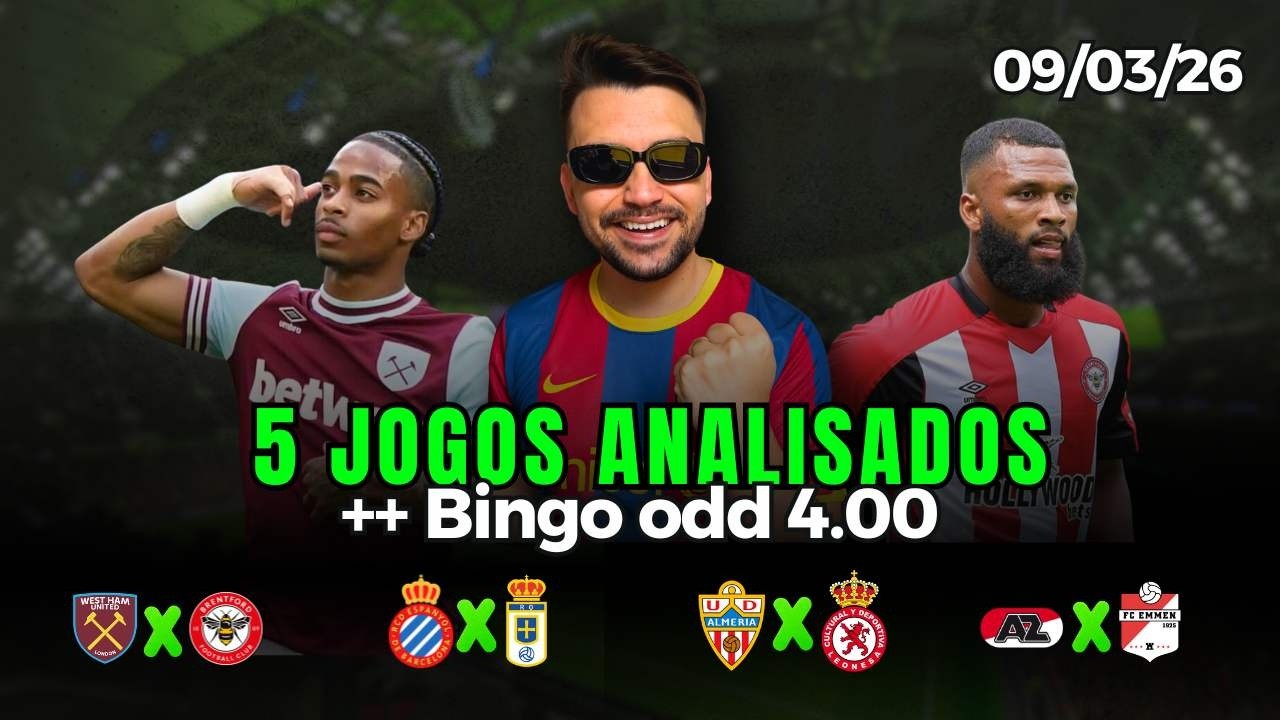 PALPITES E APOSTAS DE FUTEBOL PARA HOJE 09 03 2026 + BILHETE PRONTO (SEGUNDA-FEIRA)