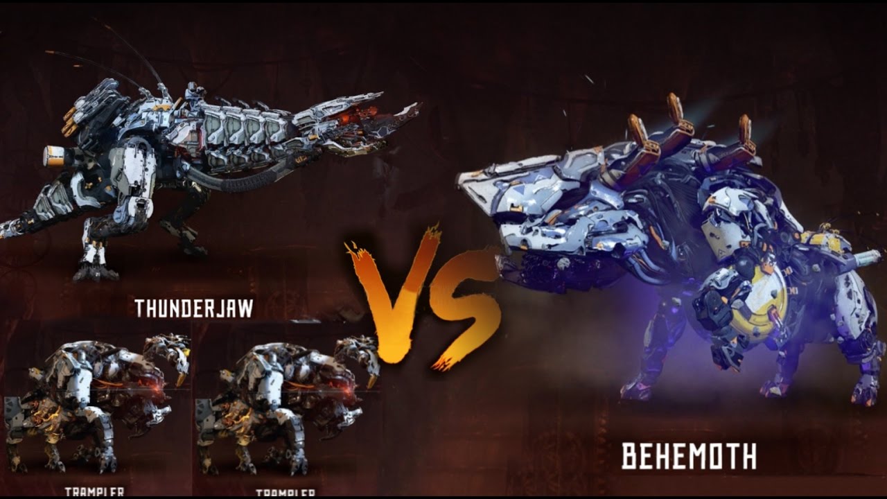 Behemoth vs. Thunderjaw, 2 tramplers. (Horizon Zero Dawn)