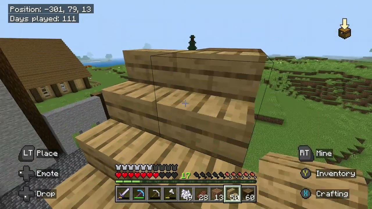 Let's play Minecraft bedrock ep 74. Started the roof