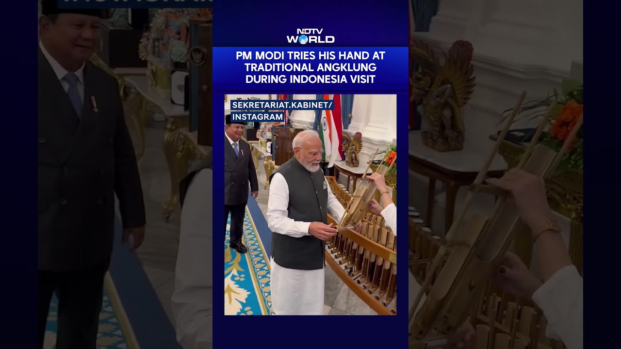 PM Modi In Indonesia | PM Modi Tries His Hand At Traditional Angklung During Indonesia Visit