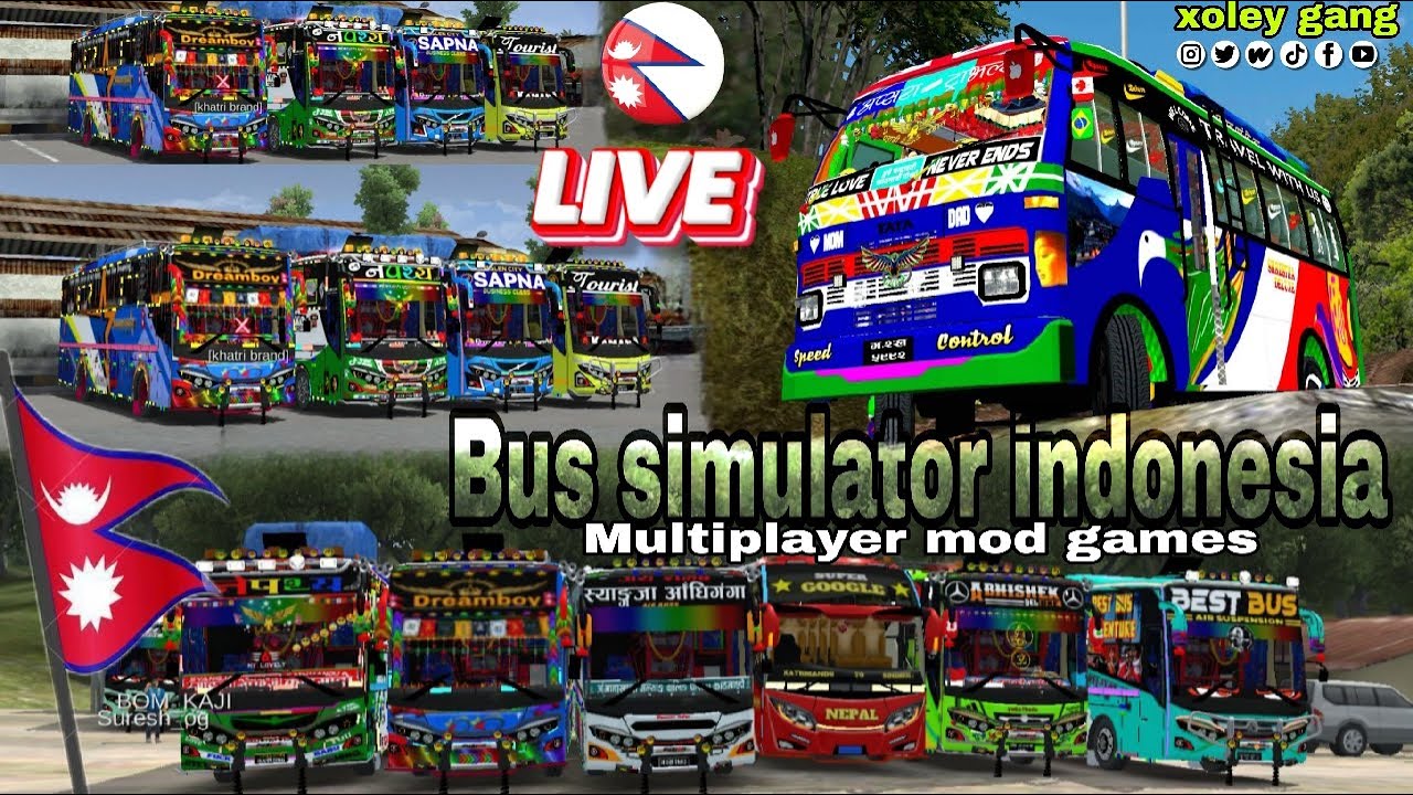 4.4.1||Multiplayer mod||bus simulator indonesia||Bahungamingnepal is live||Nepali bus skin||