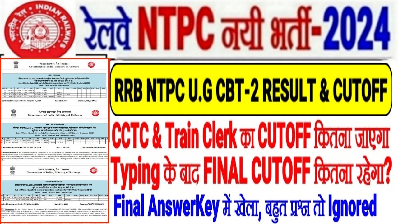 RRB NTPC भर्ती BIG UPDATE!CCTC,TRAIN CLERK CUTOFF?TYPING के बाद FINAL CUTOFF कितना,AnswerKey मे खेला