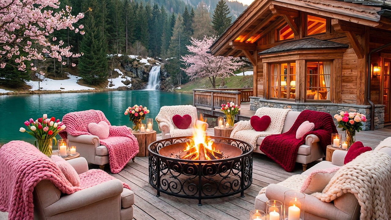 8 Hours of Valentine’s Day 2026 Cozy Romance ❤️ Lakeside Fire Pit & Warm Evening Glow |