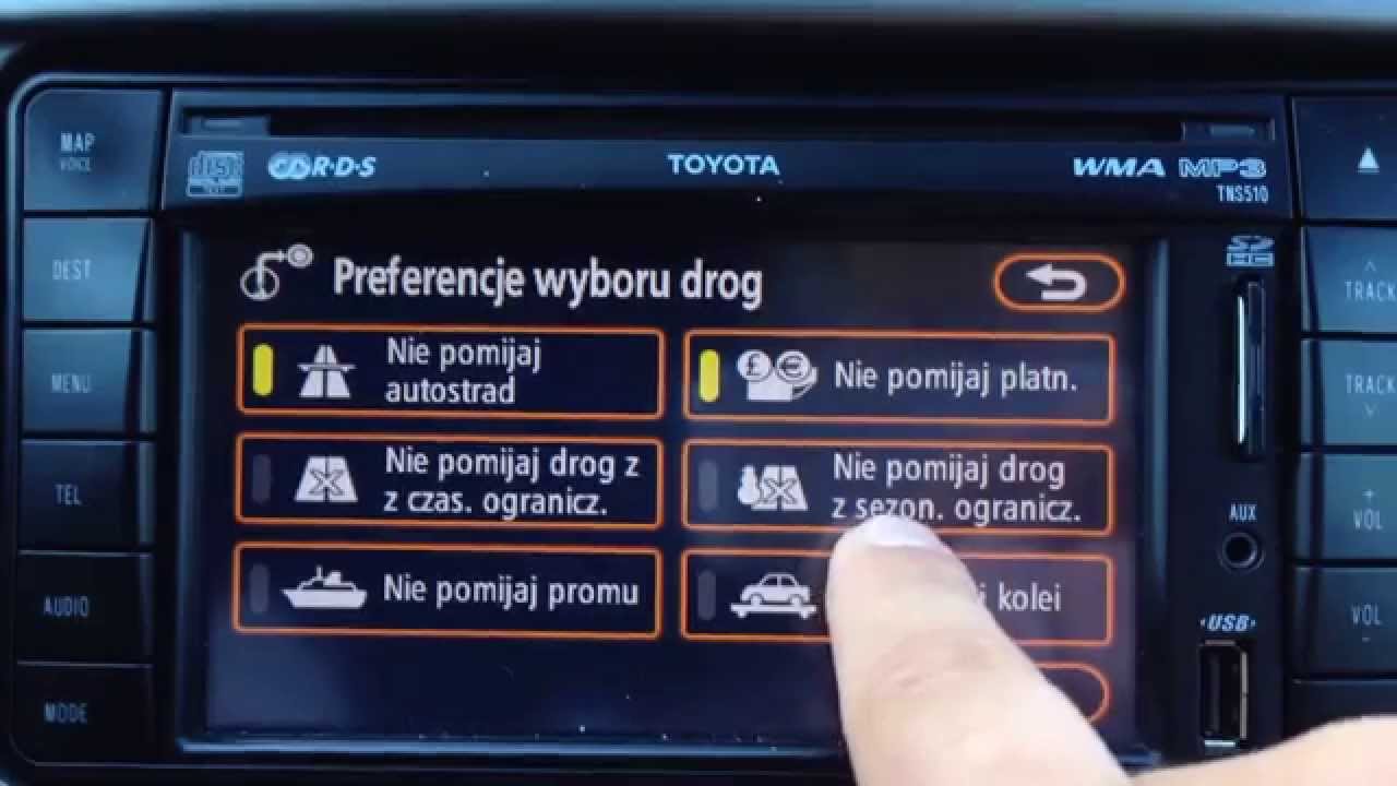 Nawigacja Toyota TNS510 SD Avensis Auris Corolla Verso Rav4 Yaris Prius Polskie Menu