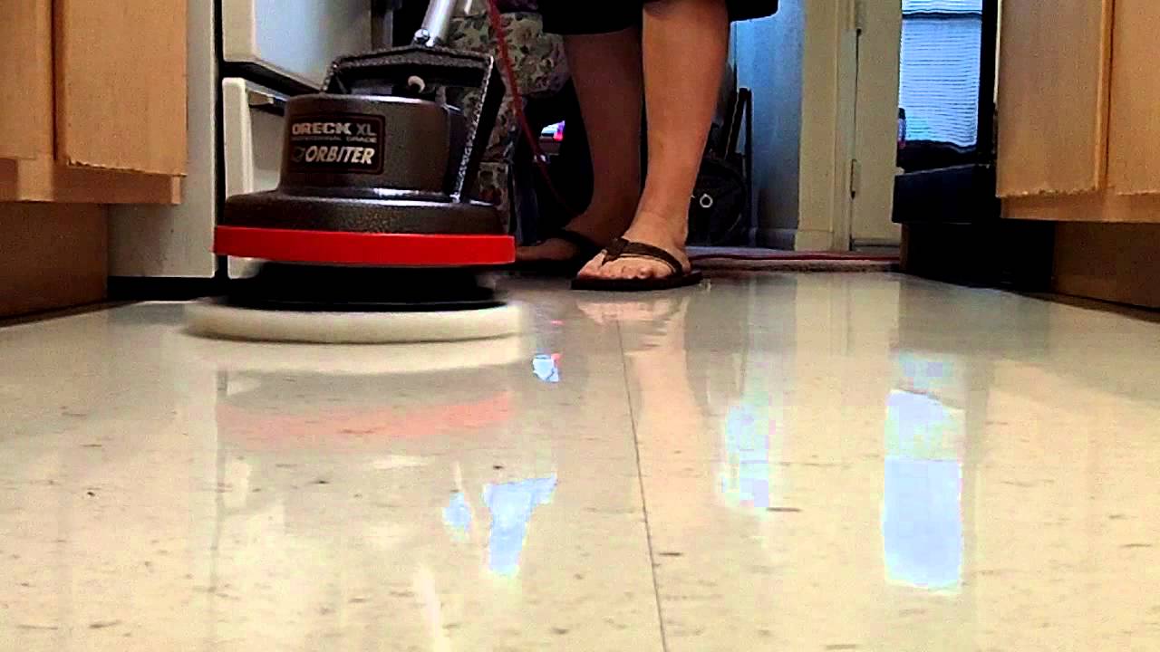 Spray Buffing A Waxed Floor With Oreck Orbiter