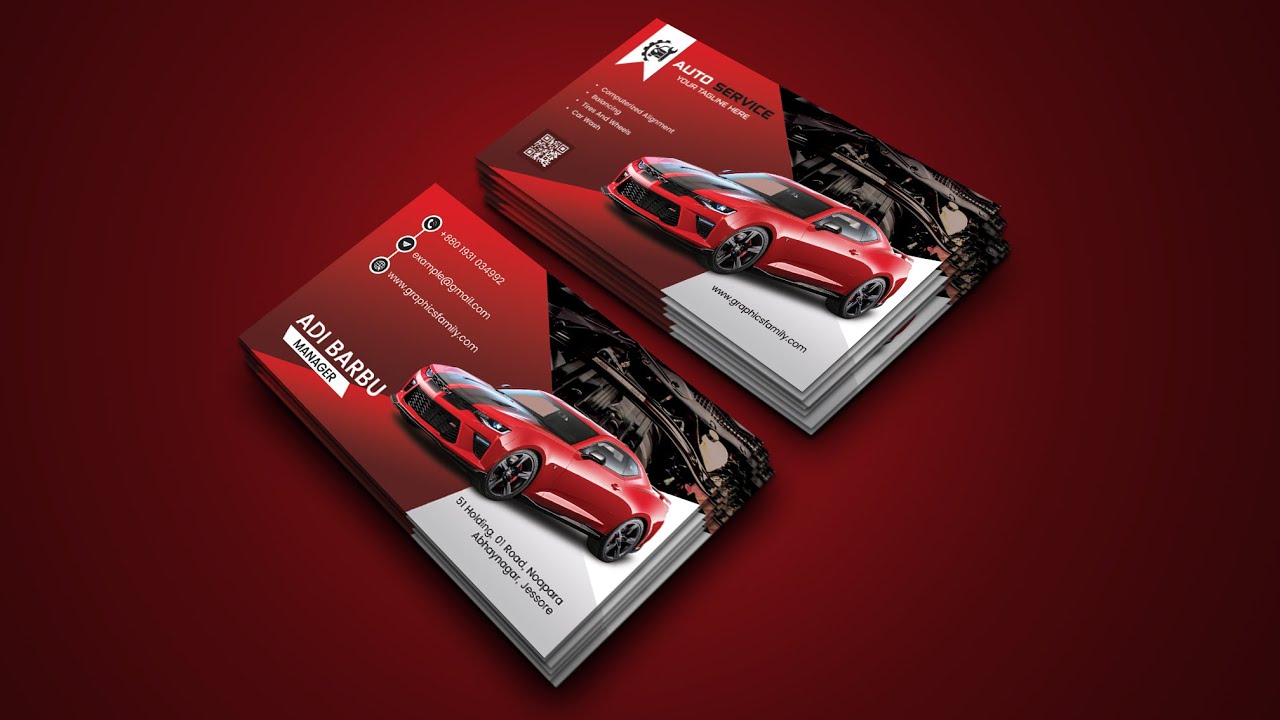 Car Service Business Card Design in Photoshop Tutorial 2022