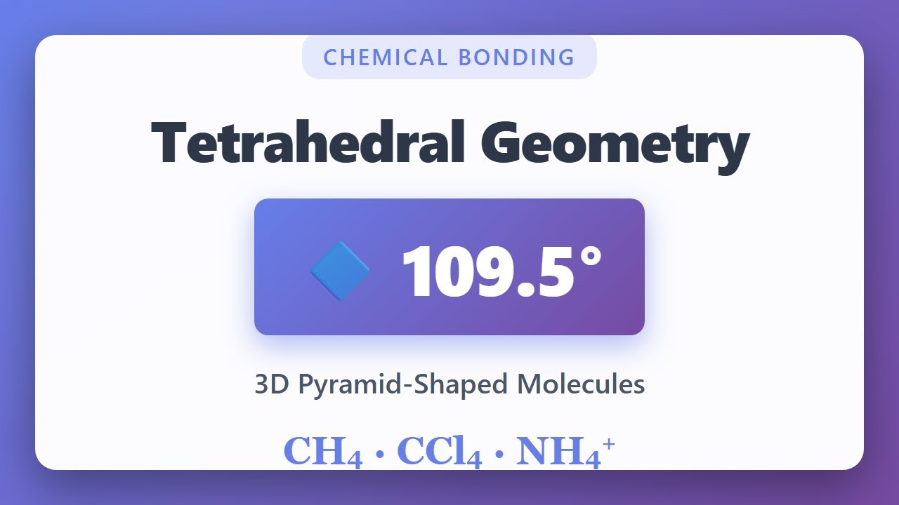 Wyjaśnienie geometrii tetraedrycznej: kąty wiązań 109,5&deg; w CH₄ i cząsteczkach | Wiązania chemiczne