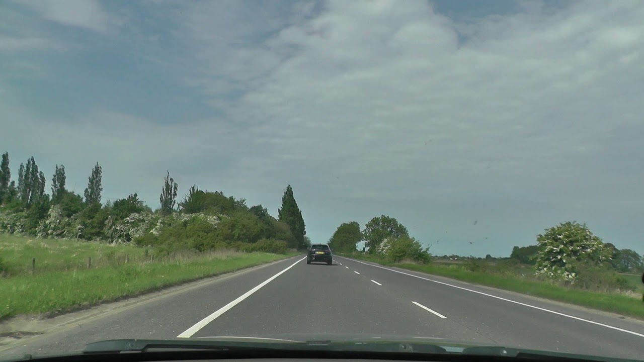 Driving into Lincolnshire on the A16 road into Boston on way to Skegness around The Wash