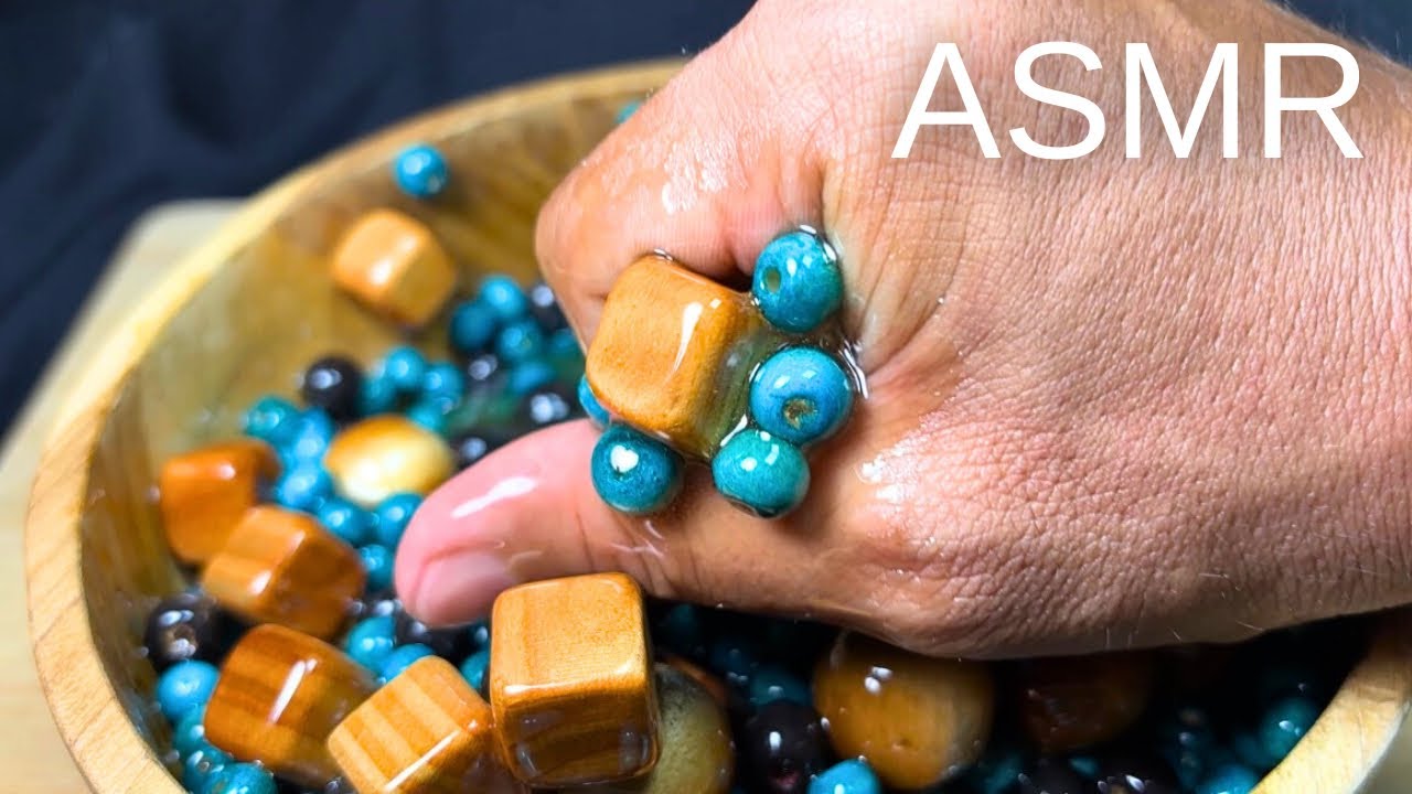 ASMR Wooden Balls & Cubes in Honey 🍯 Sticky Relaxing Sounds