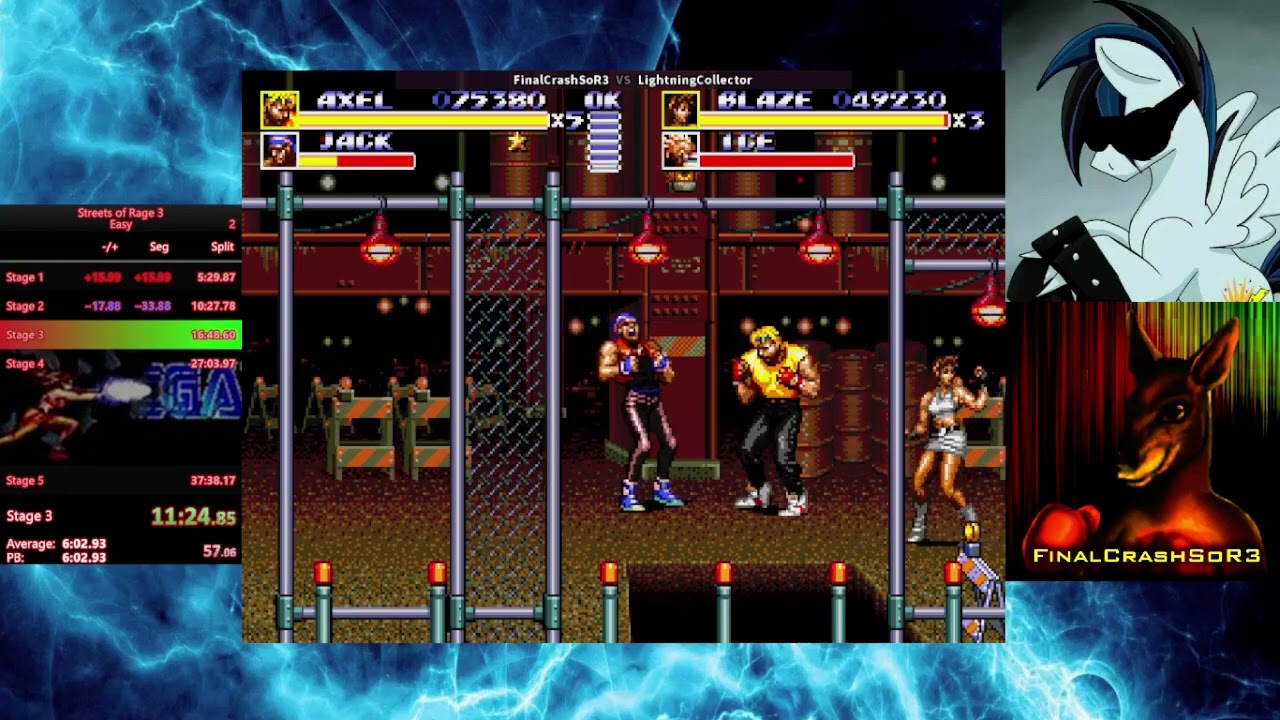 Streets of Rage 3 - Speedrun on 2P Easy #2 ft. LightningCollector (MIRROR)