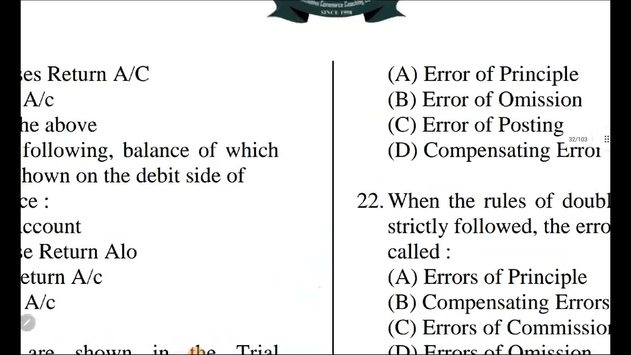Lec 10 | MCQ Discussion Series | Accountancy | Trial balance| JKSSB #faa
