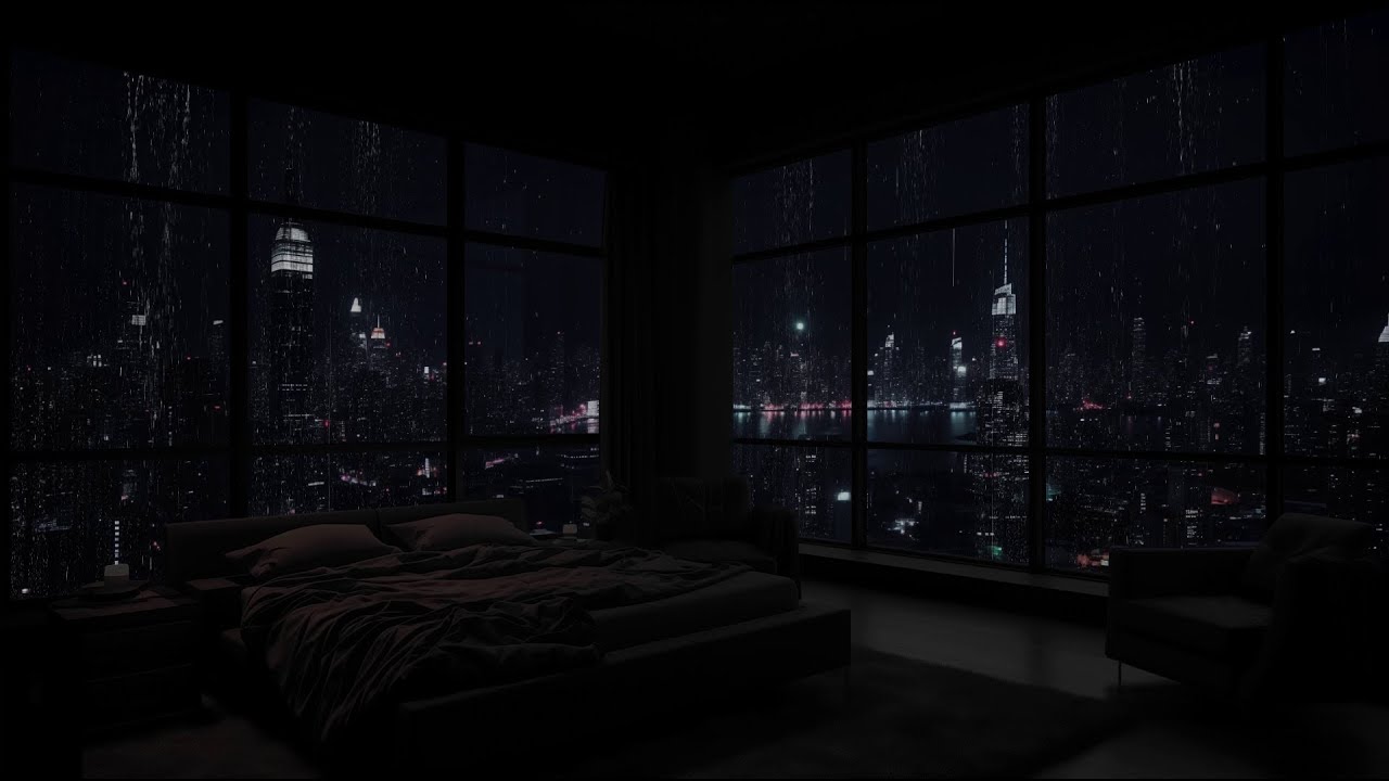 真夜中の街の嵐 |深いリラクゼーションのためのASMRアパートメント🌧️ ストレスや不安を軽減