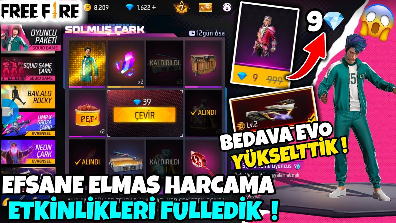 BEDAVA EVO SİLAHI YÜKSELTTİM ! - 9 ELMAS ' A KIYAFET ALDIM - MÜKEMMEL ELMAS HARCAMA FREE FİRE