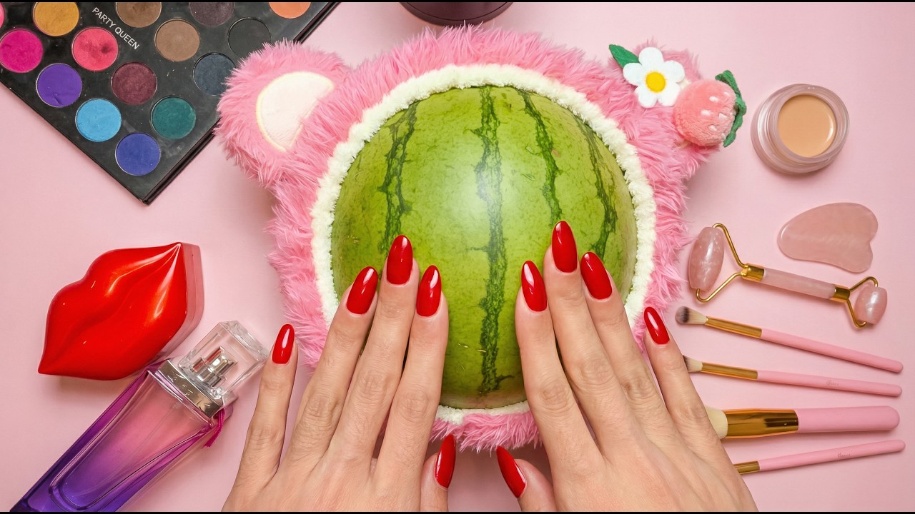 ASMR Makeup on Watermelon 🍉 ( No Talking)