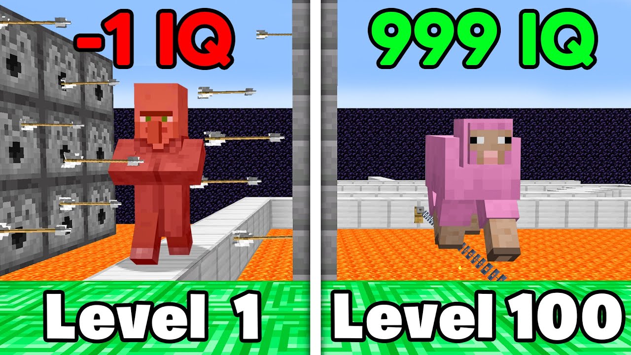 Testing Minecraft Mob IQ From Level 1 to Level 100
