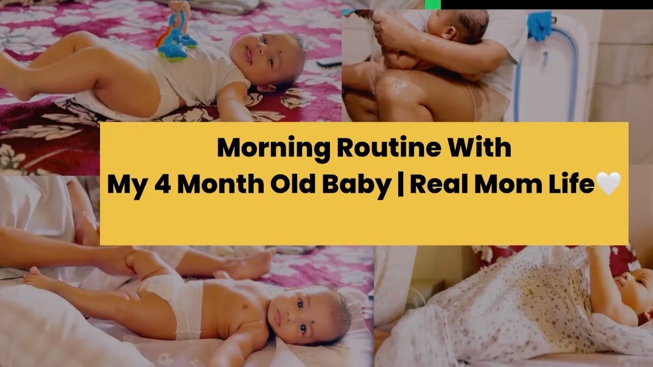 Morning Routine with my 4 month old Baby | Real Mom Life🤍🌸