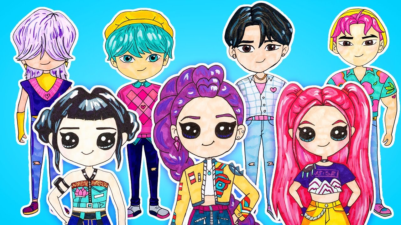 Рисуем и раскрашиваем Huntrix маркерами шаг за шагом 🎀✨