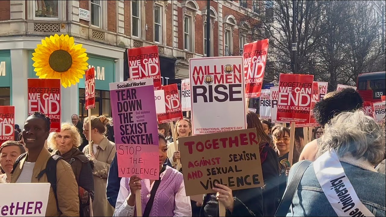 London marchers call for an end to male violence against women and girls