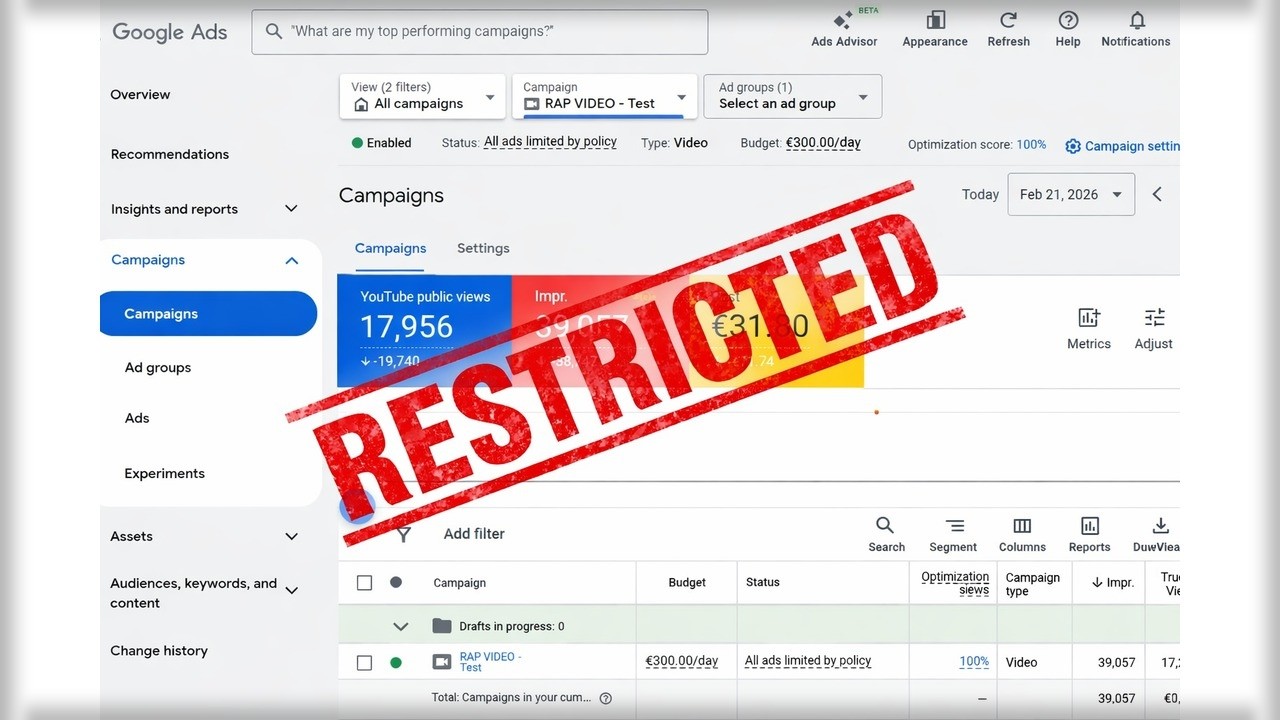 Google Ads Campaign for Restricted Videos