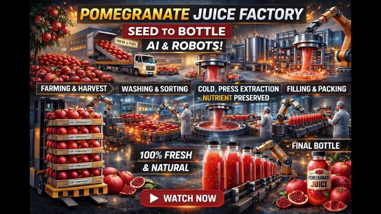 Modern Pomegranate Juice Factory: From Farm to Bottle (Full Process)#pomegranatejuice   ##factory