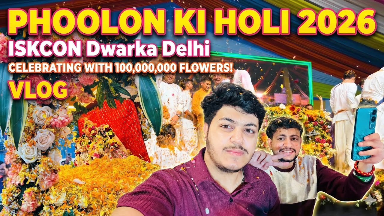 Celebrating Holi with 10000000 Flowers 🌺  PHOOLON KI HOLI 2026 | Iskcon Dwarka, Delhi ❤️ #holi #wow 
