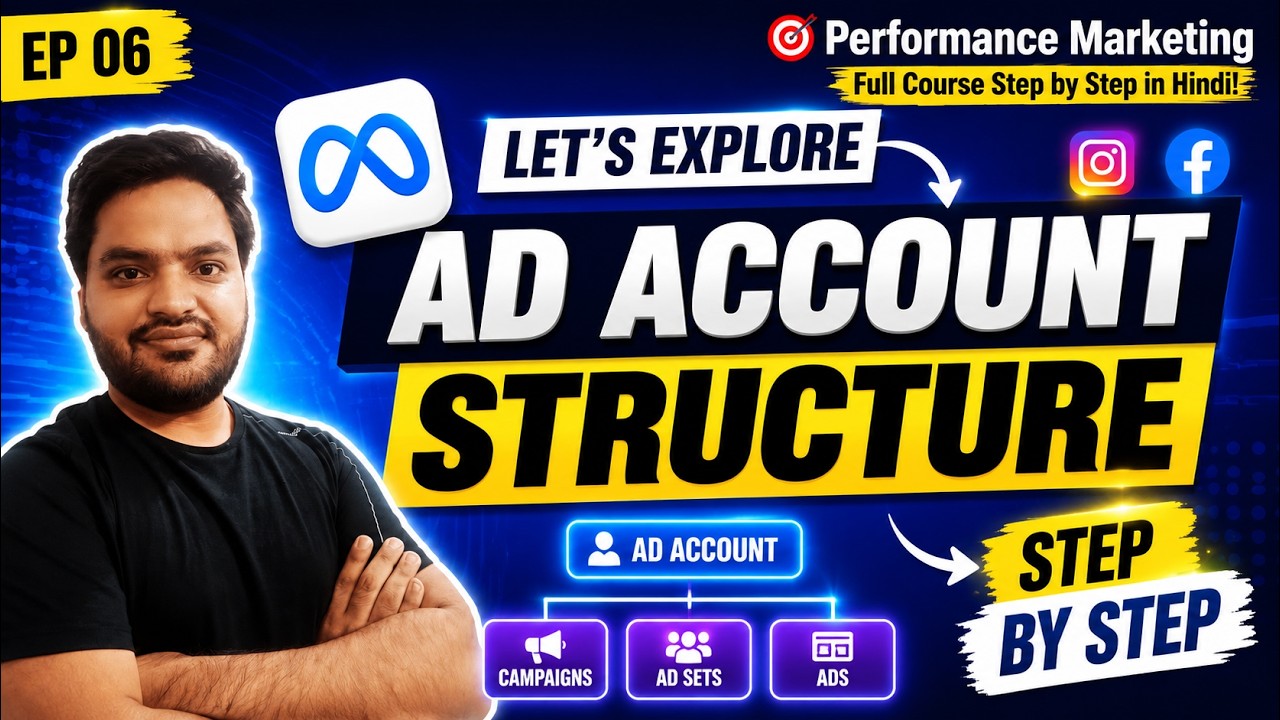 Meta Ads Account Structure Explained | Campaign vs Ad Set vs Ad (Hindi Tutorial)