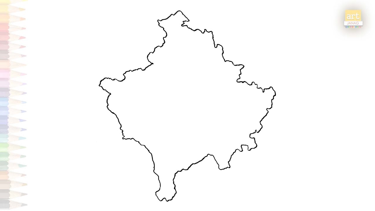 Kosovo map drawing easy | Map drawing tutorial | How to draw Kosovo map step by step | #artjanag
