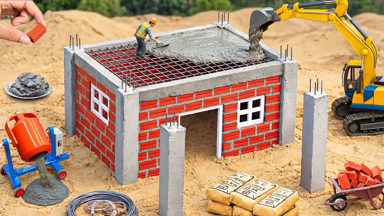 DIY Mini Tractor Builds Perfect Brick House for Farmers 🧱🚜 | Construction Science Project
