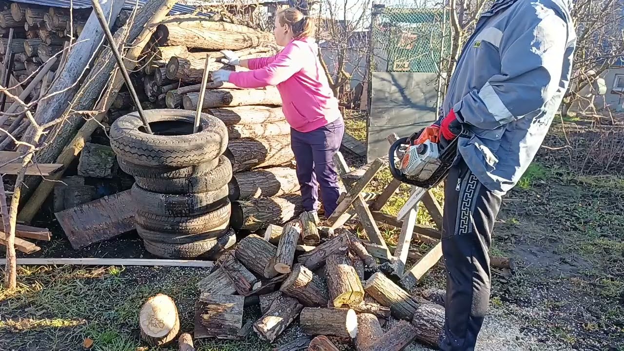 Schimbăm lamă, lanț nou la Stihl170 și tăiem lemne
