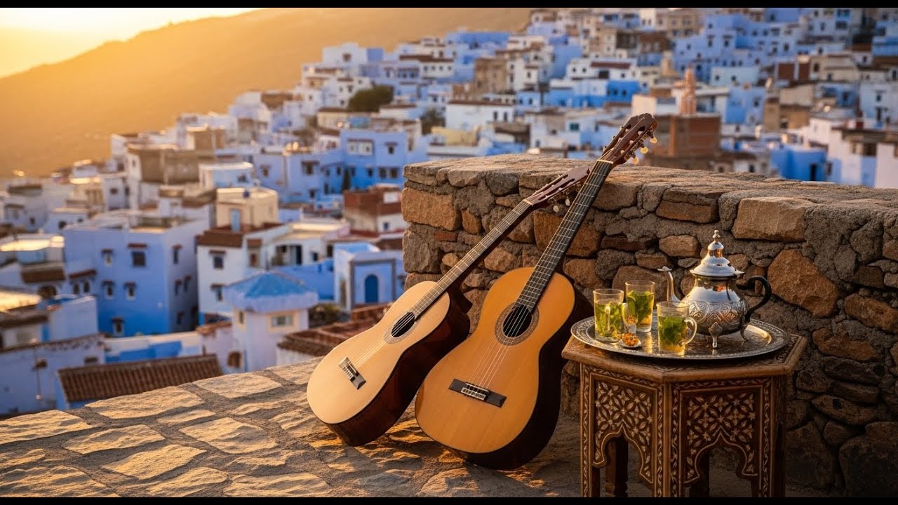 Spanish Guitar & Arabic Oud in Blue City | Relaxing Flamenco Fusion for Meditation & Calm Vibes